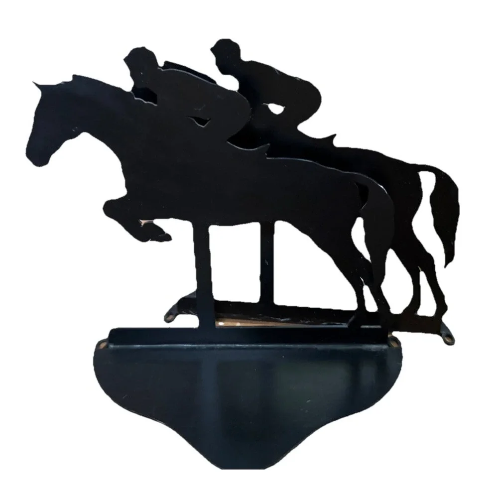Enthuse Design‎ Horses Rider Book Ends Set KY Derby 1994 USA Made Black Metal